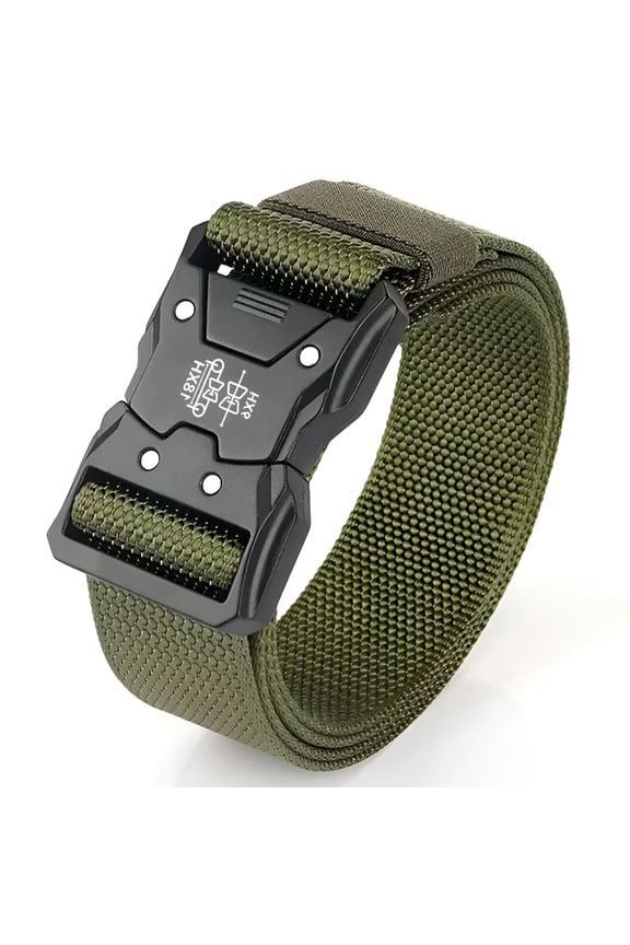 Men Outdoor Hunting Tactical Belt Multi Function Buckle Belt Canvas Decoration Jeans Plastic Buckle Waistband (green)
