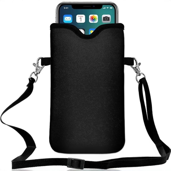 GASTROPOD Men Women Phone Sleeve Pouch Case Bag with Crossbody Strap/Neck Lanyard for Iphone 17/16/15 Pro Max,Air,16/15 Plus,16E,Portable Storage Phone Pouch,Black