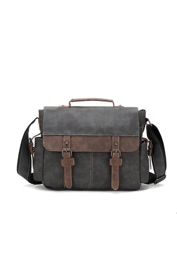Men's Vintage Designer Briefcase PU Leather Tote Business Office Messenger Bag Casual Solid Computer Laptop Handbag