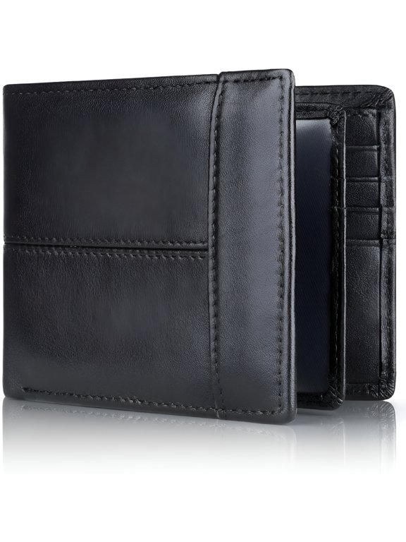 Mens Wallet Rfid Blocking Leather Wallet for Men Bifold Wallets with 1 ID Window 16 Card Slot