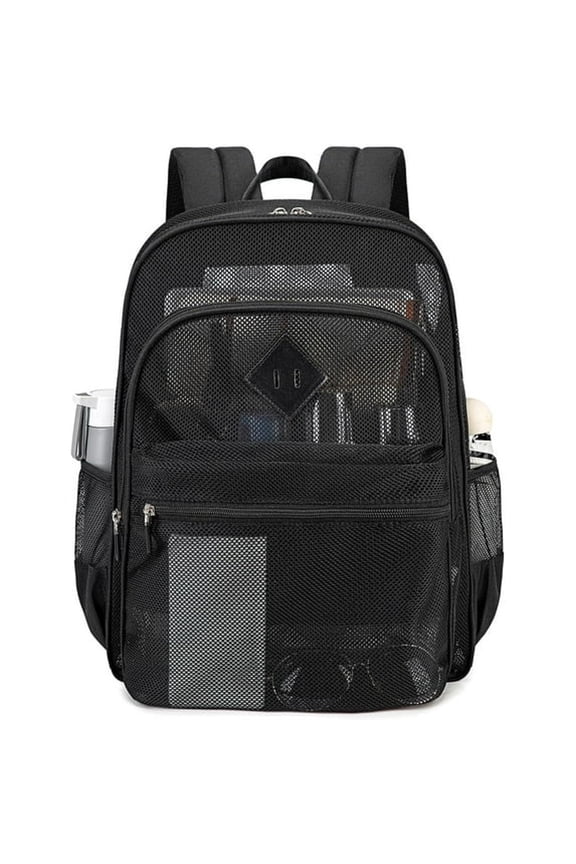 Mesh Backpack School Backpack Bookbag Heavy Duty See through Transparent Backpack Stadium Approved Large Capacity with Multiple Compartments Pockets for School Beach Swimming