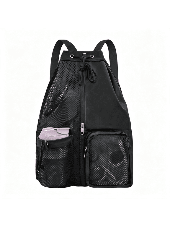 Mesh Beach Backpack with Wet Pocket Drawstring Pool Bag Waterproof Swimming Bag Gym Backpack for Men&Women Beach Backpack
