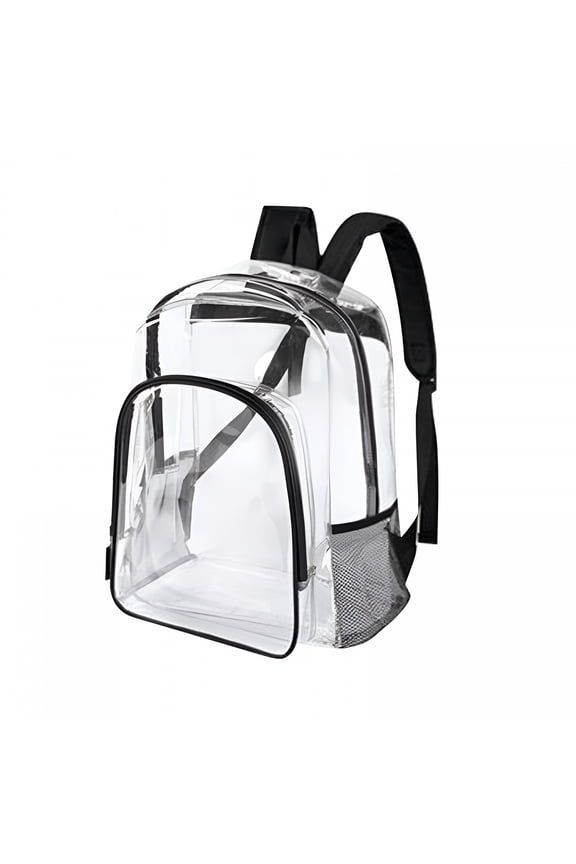 Mini Clear Backpack, 12"x12" Stadium Approved See Through Bag, Waterproof PVC Small Transparent Backpacks for Festival Sport Event Concerts (Black)
