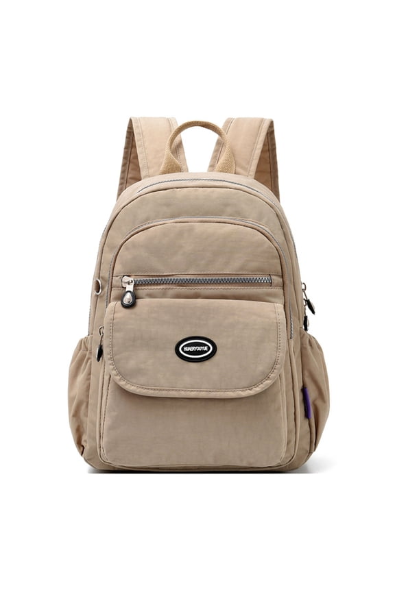 Mini Nylon Backpacks for Women Men Casual Lightweight Small Waterproof Backpack Purses Travel Daypack Multi-Pocket for School Work Shopping Daily Use(Khaki)