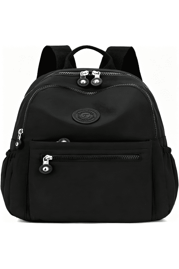 Mini Nylon Women Backpacks,11L Small Ladies Backpacks Casual Lightweight Women Shopping Travel Daypack (Black)