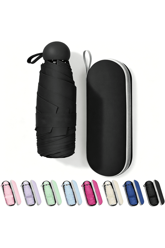 Mini Portable Travel Umbrella with Case Compact Umbrellas for Rain&Sun Uv Protection for Backpack Pocket,Lightweight Folding Small Umbrella,Tiny Purse Size Uv Blocker