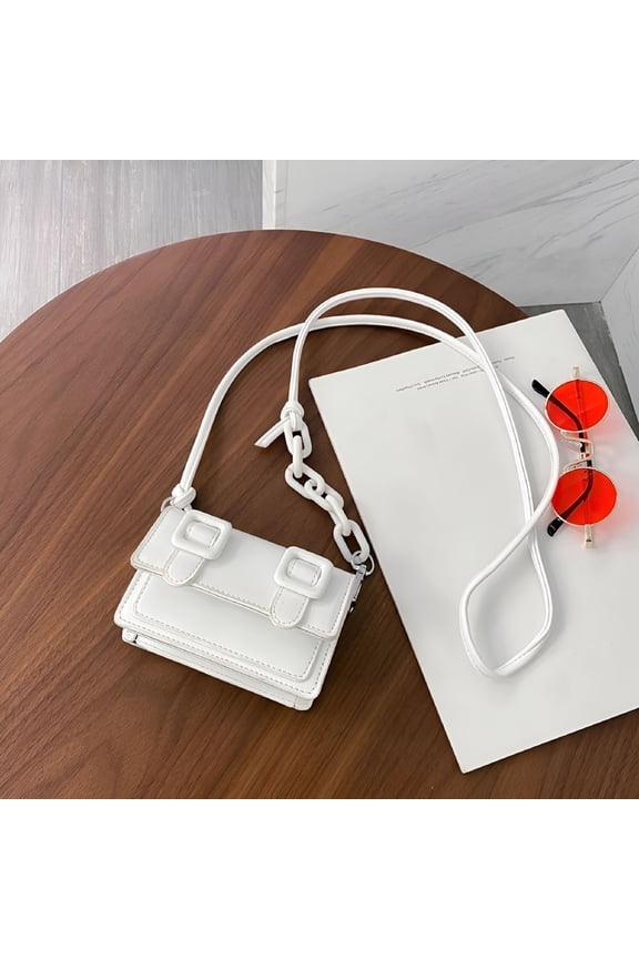 Mini Shoulder Bags Candy Color Purse Women PU Crossbody Handbag (White)