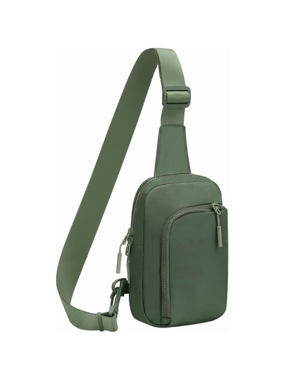 Mini Sling Bag for Men Women,Small Travel Fanny Packs Crossbody Anti Theft Reversible Nylon Chest Bag for Running Hiking(Green)