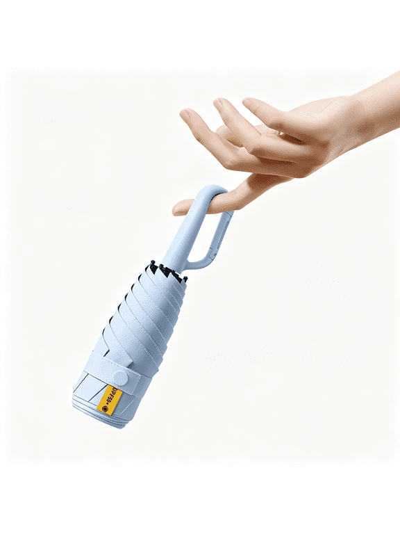 Mini Travel Folding Umbrella with Carabiner Handle for Women Men Kids/Lightweight Portable Compact/Small Parasol/Uv Protection/Upf50+/6Ribs/Sun Rain/Fits in Pocket Car Purse