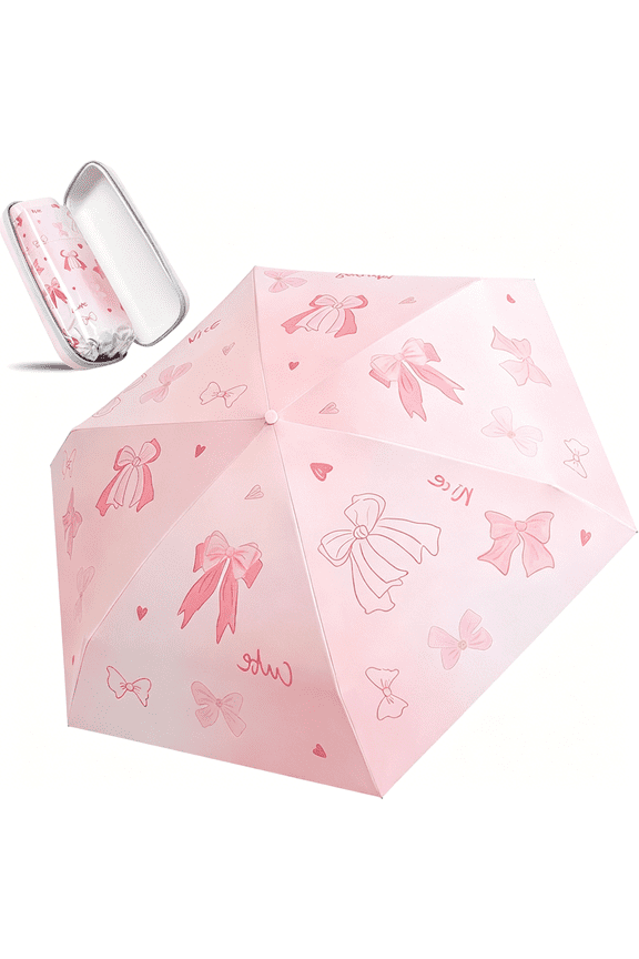 Mini Travel Folding Umbrella - Small Compact Sun Retractable Umbrella with Case,Lightweight Portable Upf 50+ Rain Uv Protection Windproof Parasol for Pocket Backpack Women Girls Lady