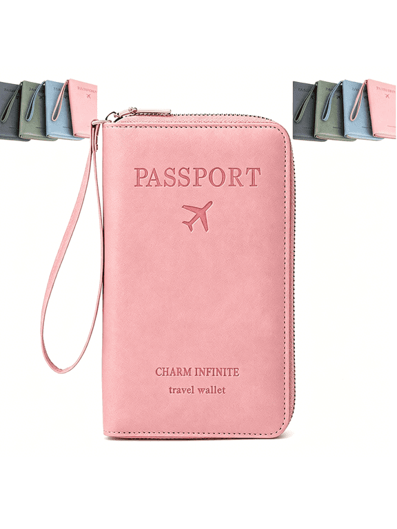 Multi-Function Rfid Travel Passport Wallet with Phone Pocket - Ultimate Passport Holder for Women & Men | Holds Phones, Passports, Cash, Cards & Boarding Passes (Pink)