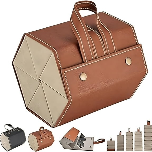 GASTROPOD Multipack Foldable Hexagonal Sunglasses Case,2/3/4/5/6-Slot Leather Glasses Storage Organizer for Home & Travel