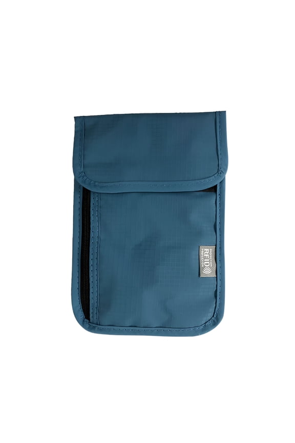 Neck Wallet Travel Pouch Rfid Blocking,Phone Passport Credit Card Holder for Men,Cell Phone Waterproof Nylon Black Bag,Anti-Theft Security Purse (Blue)