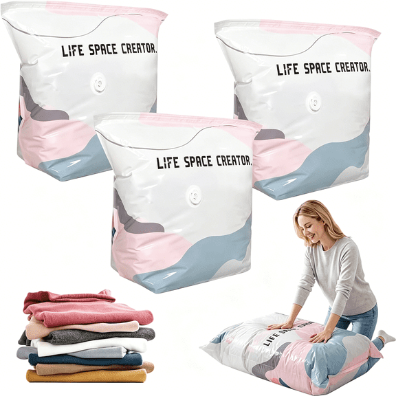 GASTROPOD No-Pump Vacuum Storage Bags,2026 New Cube Compression Space Saver Bags,Large Storage Compression Bags No-Pump 3D Vacuum Storage Bags for Clothes,Comforters,Blankets(19.6*7.5-3Ps)