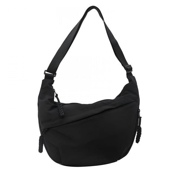 GASTROPOD Nylon Crossbody Bags for Women, Trendy Medium Crescent Bag, Lightweight Woman Over Shoulder Purse with Zipper, Black