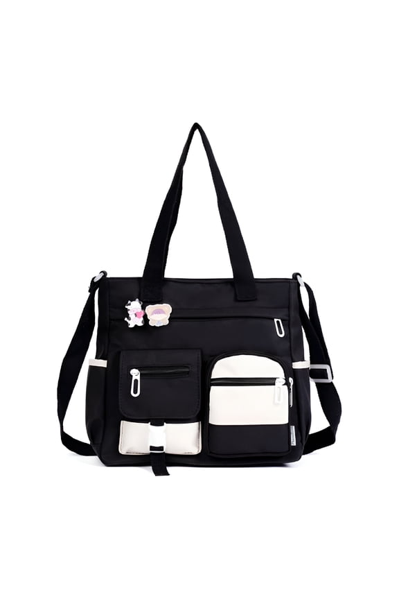 Nylon Messenger Bag for School Cute Shoulder Tote Bag with Multiple Pockets Large Capacity Messenger Bag for Teens Waterproof School Satchel