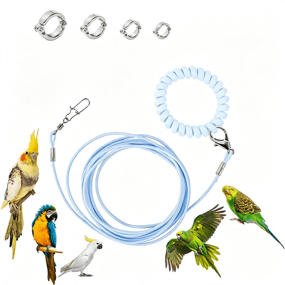 GASTROPOD Parrot Flying Rope Lightweight Bird Harness Leash with Foot Ring Leg Band Elastic Bird Flying Leash Outdoor Training Traction Rope for Macaw African Greys Parakeet Cockatoo Sun Conure