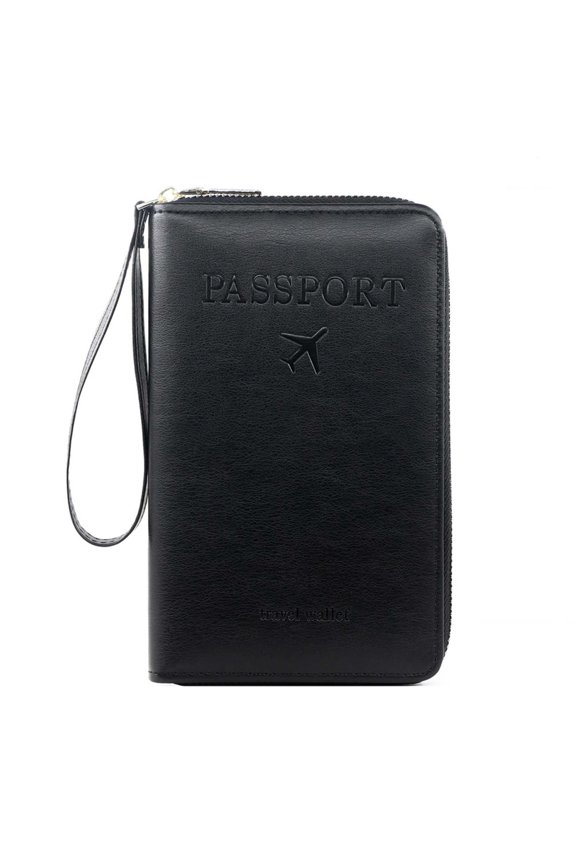 Passport Holder Family, Women Rfid Blocking Passport Wallet, Travel Document Organizer Premium Wallets Passport Holders Bag, Black Passport Holder for Travel Women