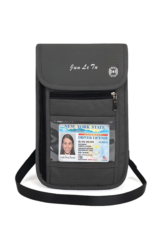 Passport Wallet Nylon Waterproof for Women Men Holder with RFID Blocking for Secure Travels - Steel Gray