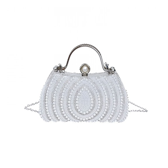 GASTROPOD Pearl Embellished Clutch Box Bag for Women,Vintage Chain Shoulder Bag - Lock Closure Evening Purse for Daily Matching and Formal Events (Gold/Silver,2 Styles)