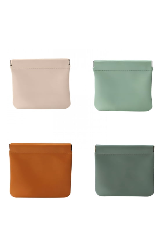 Personalized Snap Closure Leather Organizer Pouch,Leather Organizer,Organizers Pouch,Portable Self Closing Makeup Bag (4Pcs-B)