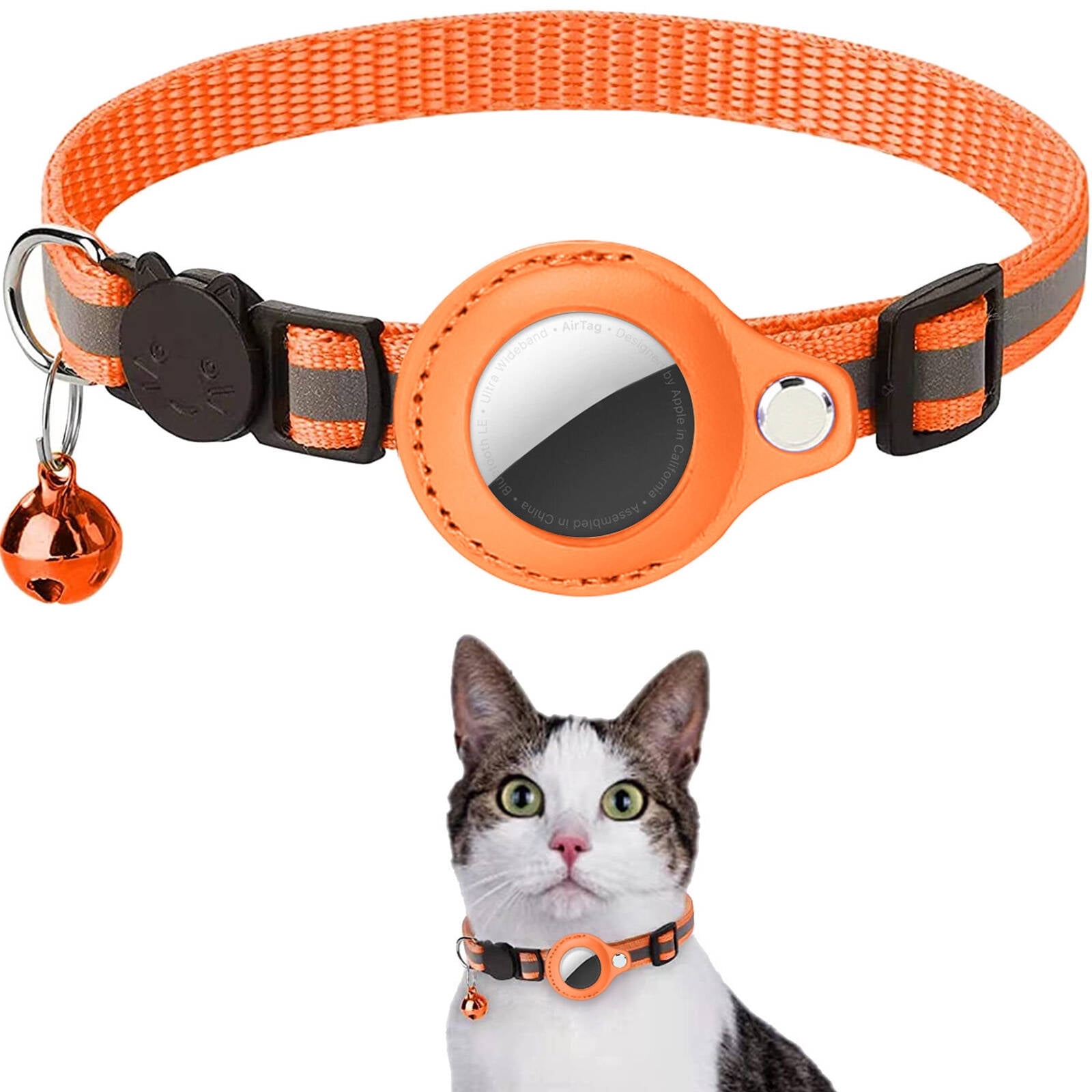 GASTROPOD Pet Collar,Adjustable Dog Collar for Small Dogs and Cats,Secure AirTag Holder for Precise Tracking,Reflective Safety Pet Collar for Nighttime Walks