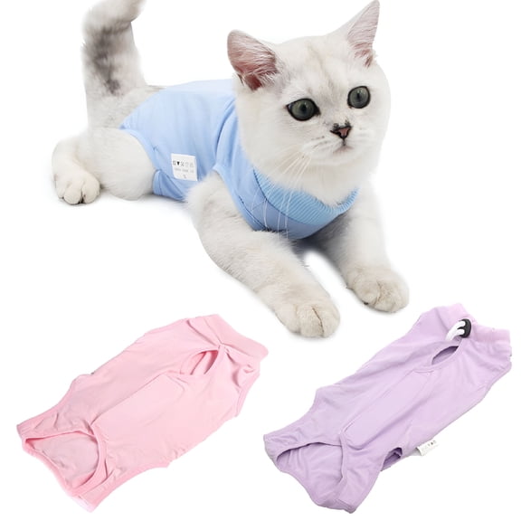 GASTROPOD Pets Cat Kitten Recovery Weaning Suit Breathable Elastic Soft Clothes Vest Coat, Blue