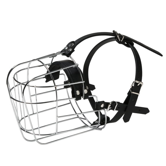 GASTROPOD Pitbull Dog Muzzle Metal Mask Amstaff Wire Basket Pit Bull Adjustable Leather Straps for Large Dogs (Steel) Muzzle