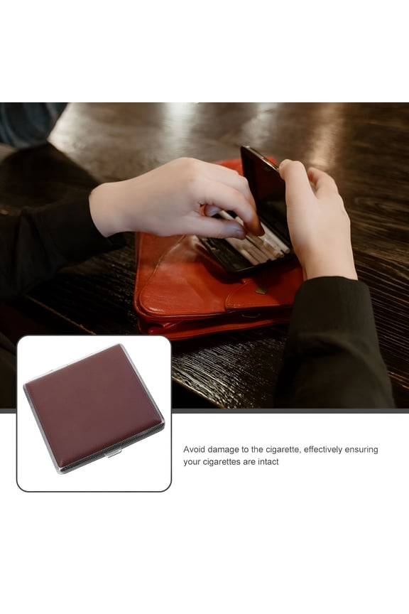 2026 New Portable Cigarette Case with Flip Design and Sliding Lid for Daily Use Brown Iron and Leather 10Pack for Daily Carry,Travel,Outdoor Use,Smoking Accessories,Gifts