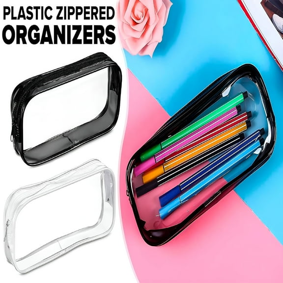 GASTROPOD Portable Clear Pouches Zippered - 2Pcs Cases Clear Plastic Zipper Pouch Small, Travel Makeup Bag for Women - Toiletry Bag Clear Plastic Zippered Pouches Organizer