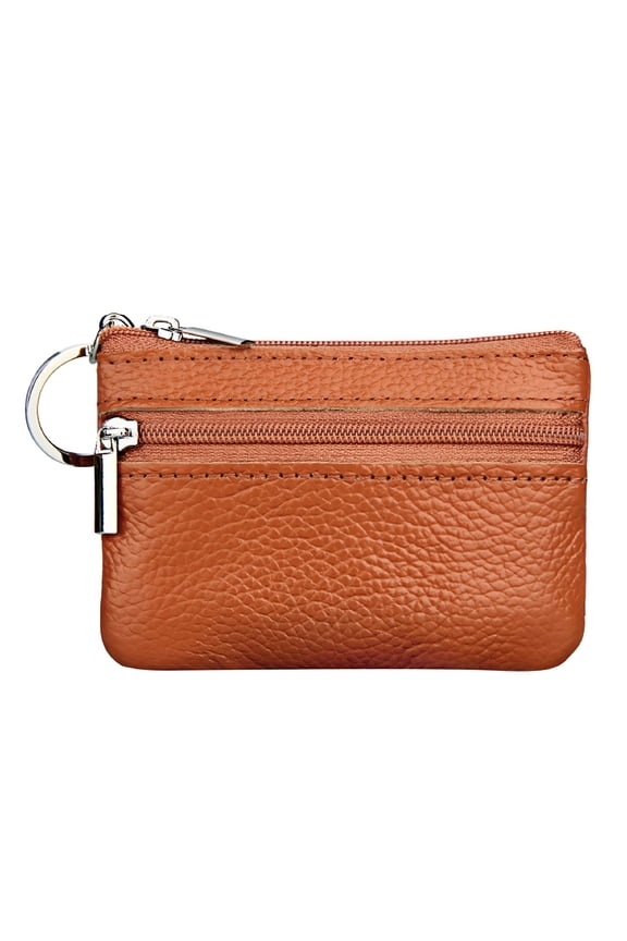 Pouch Leather Coin Women's Purse Zipper Wallet Small Key Mini Ring with Wallet