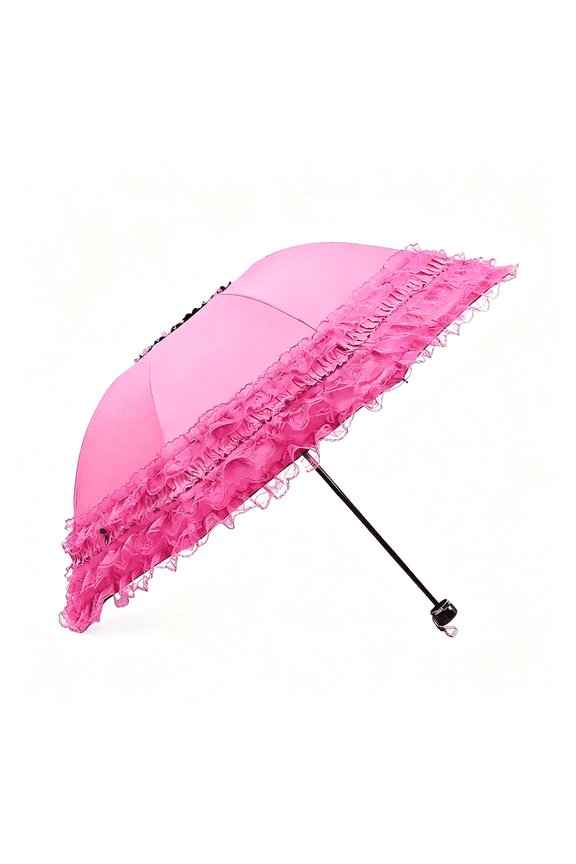 Princess Lace Uv Protection Travel Umbrella Upf 50+ Foldable Compact Umbrella Parasols for Sun Protection