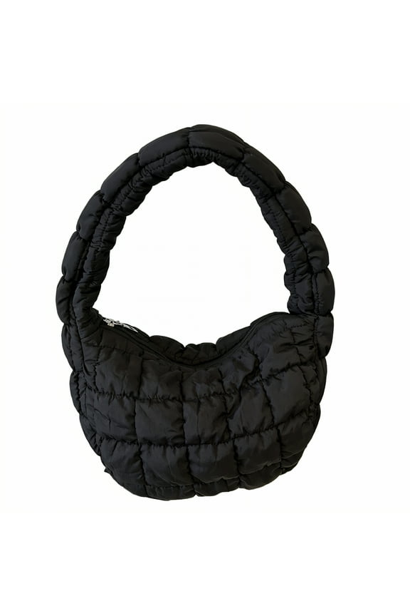 Puffer Tote Bag,Comfortable Puffer Purse,Shoulder Puffy Bag,Black