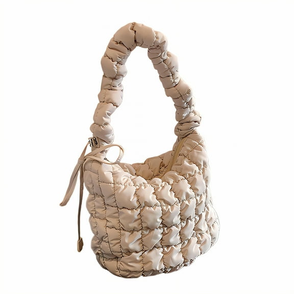 GASTROPOD Puffer Tote Bag,Soft Puffer Purse,Cushioned Puffy Bag,Beige