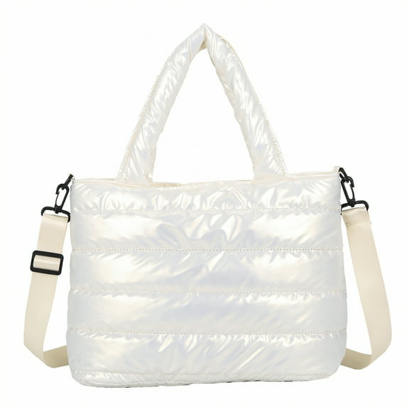 GASTROPOD Puffy Tote Bag,Bag Dimensions Puffer Purse,Spacious Compartments Puffy Bag,White