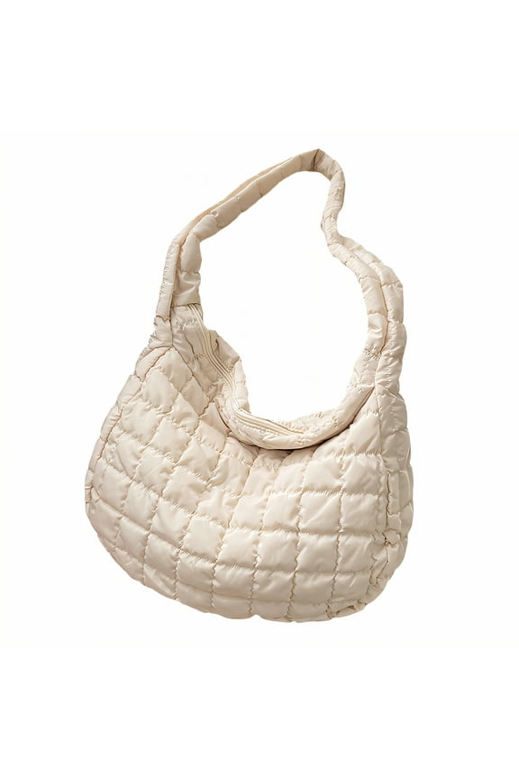 Puffy Tote Bag,Casual Bag Puffer Purse,Ergonomic Puffy Bag,White