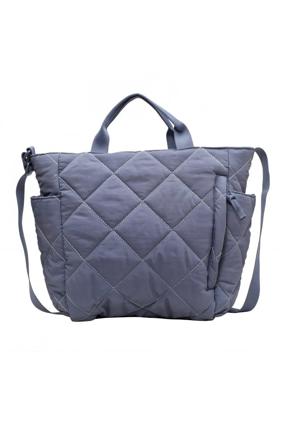Puffy Tote Bag,Durable Polyester Puffer Purse,Credit Cards Puffy Bag,Blue