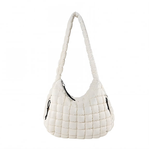 GASTROPOD Puffy Tote Bag,Internal Zipper Pocket Puffer Purse,Large Zipper Pocket Puffy Bag,Beige