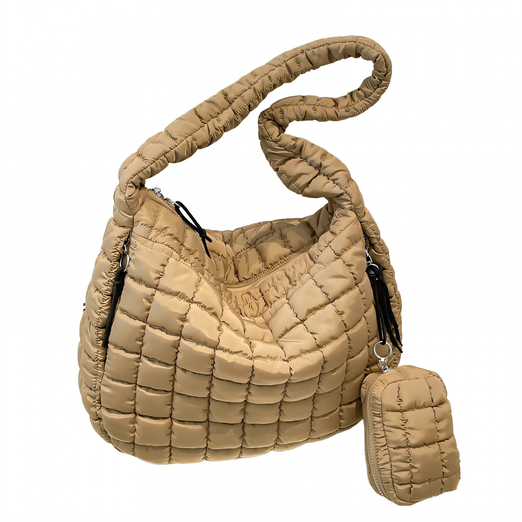 GASTROPOD Puffy Tote Bag,Ipad Storage Puffer Purse,Soft Feel Puffy Bag,Khaki