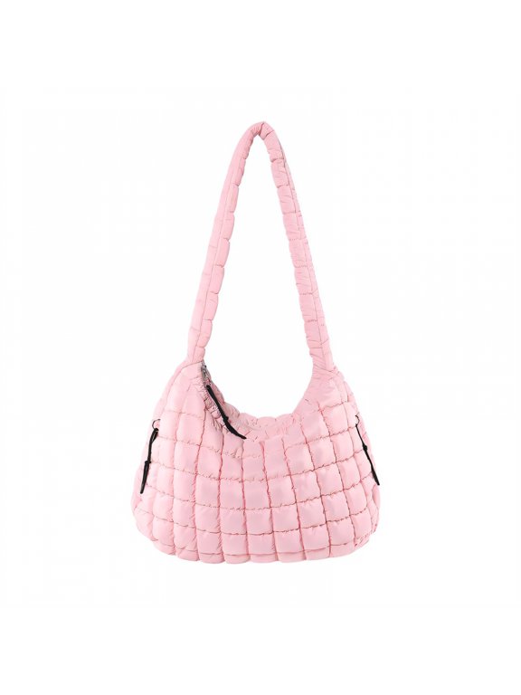 Puffy Tote Bag,Keys Id Card Puffer Purse,Cosmetics Essentials Puffy Bag,Pink