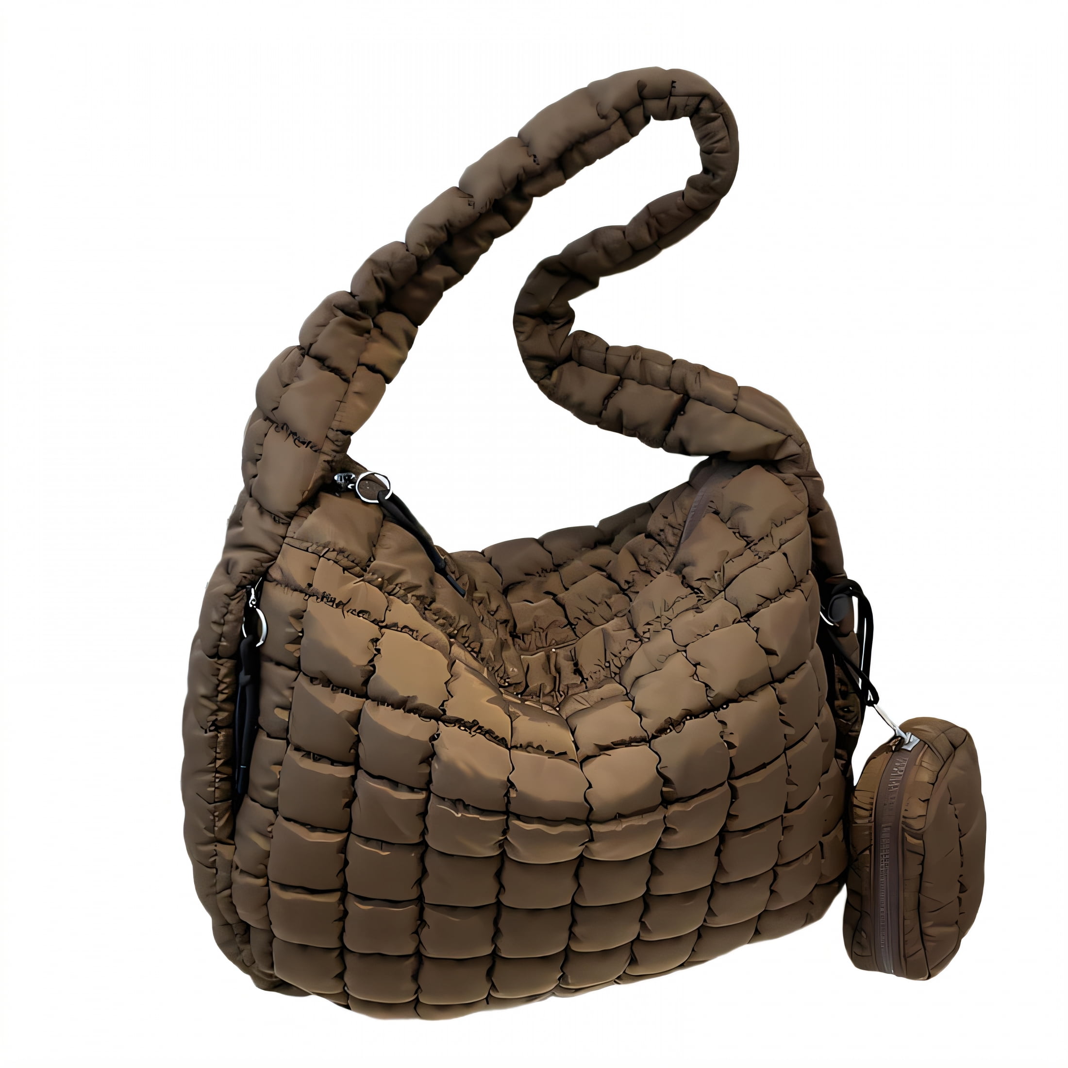 GASTROPOD Puffy Tote Bag,Plaid Design Puffer Purse,Fashionable Style Puffy Bag,Brown