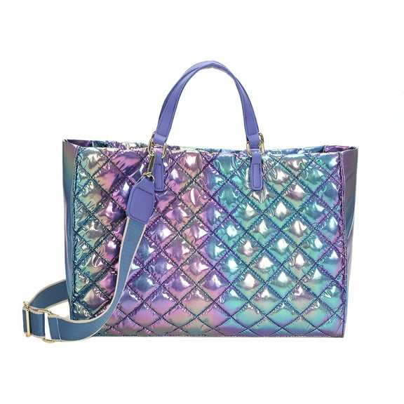 GASTROPOD Puffy Tote Bag,Premium Pu Puffer Purse,Adjustable Strap Puffy Bag,Purple