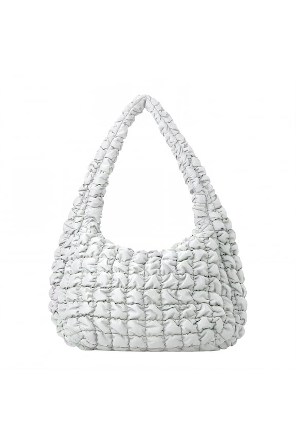 2026 New Puffy Tote Bag Puffy Bag Puffer Purse Daily Use Puffy Bag for Shopping Work White