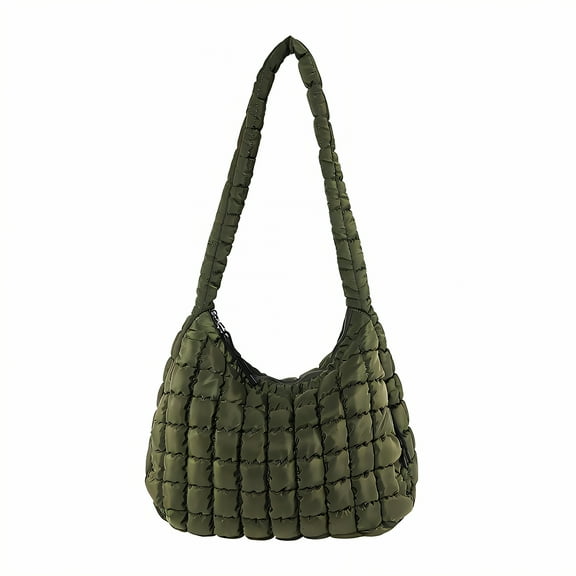 GASTROPOD Puffy Tote Bag,Zipper Pocket Puffer Purse,Internal Zipper Puffy Bag,Army Green