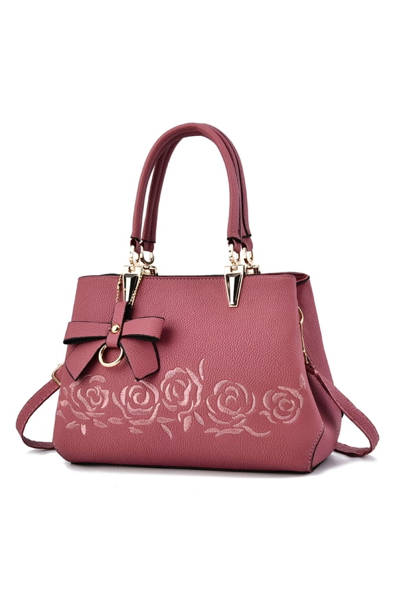 Purses and Handbags for Women, Tote Handbag Top Handle Satchel PU Leather Shoulder Messenger Bag, Pink