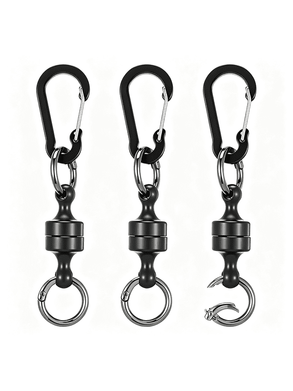 Quick Release Keychain,Magnetic Release Holder,Strongest Magnetic Carabiner for Fly Fishing Magnet Metal Hooks Key Chain for Men,Black