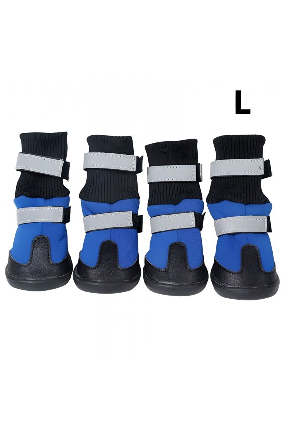 Reflective All-Weather Waterproof Dog Boots  Pet Snow Shoes for Small, Medium And Large Dogs, Non-Slip Sole with Adjustable Straps (Black/Red/Blue)
