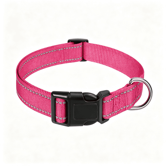 GASTROPOD Reflective Dog Collar with Buckle Adjustable Safety Nylon Collars for Small Medium Large Dogs, Reflective Dog Collar Xs Hotpink Xs