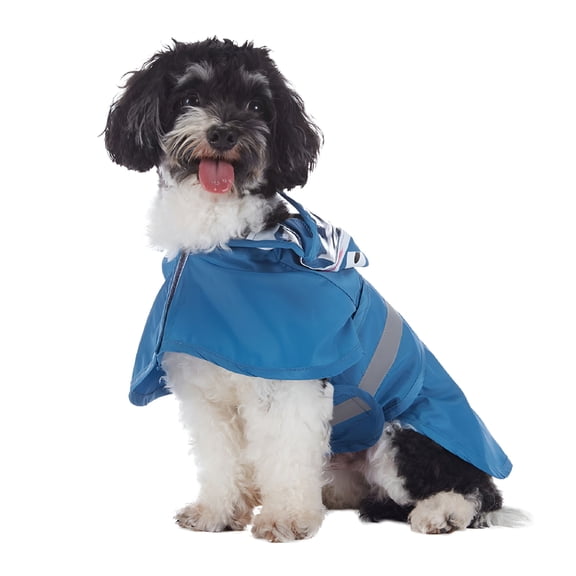 GASTROPOD Reflective Dog Raincoat-Adjustable Waterproof Raincoat for Dogs Lightweight Dog Hooded Slicker Rain Coat Poncho for Small to X-Large Dogs Blue S