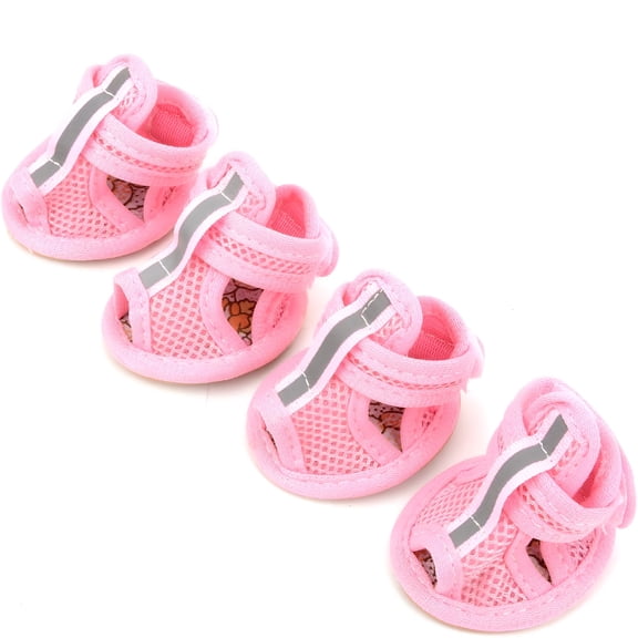 GASTROPOD Reflective Dog Sandals,Breathable Mesh Summer Shoes for Hot Pavement,Soft Non-Slip Rubber Sole Puppy Boots for Walking,Leisure Cool Paw Protectors for Small Dogs,Pink